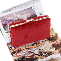 Faux Suede Bag Dinner, Faux Suede Clutch Bag Elegant Evening Purse Metal Bonding for Wedding Prom