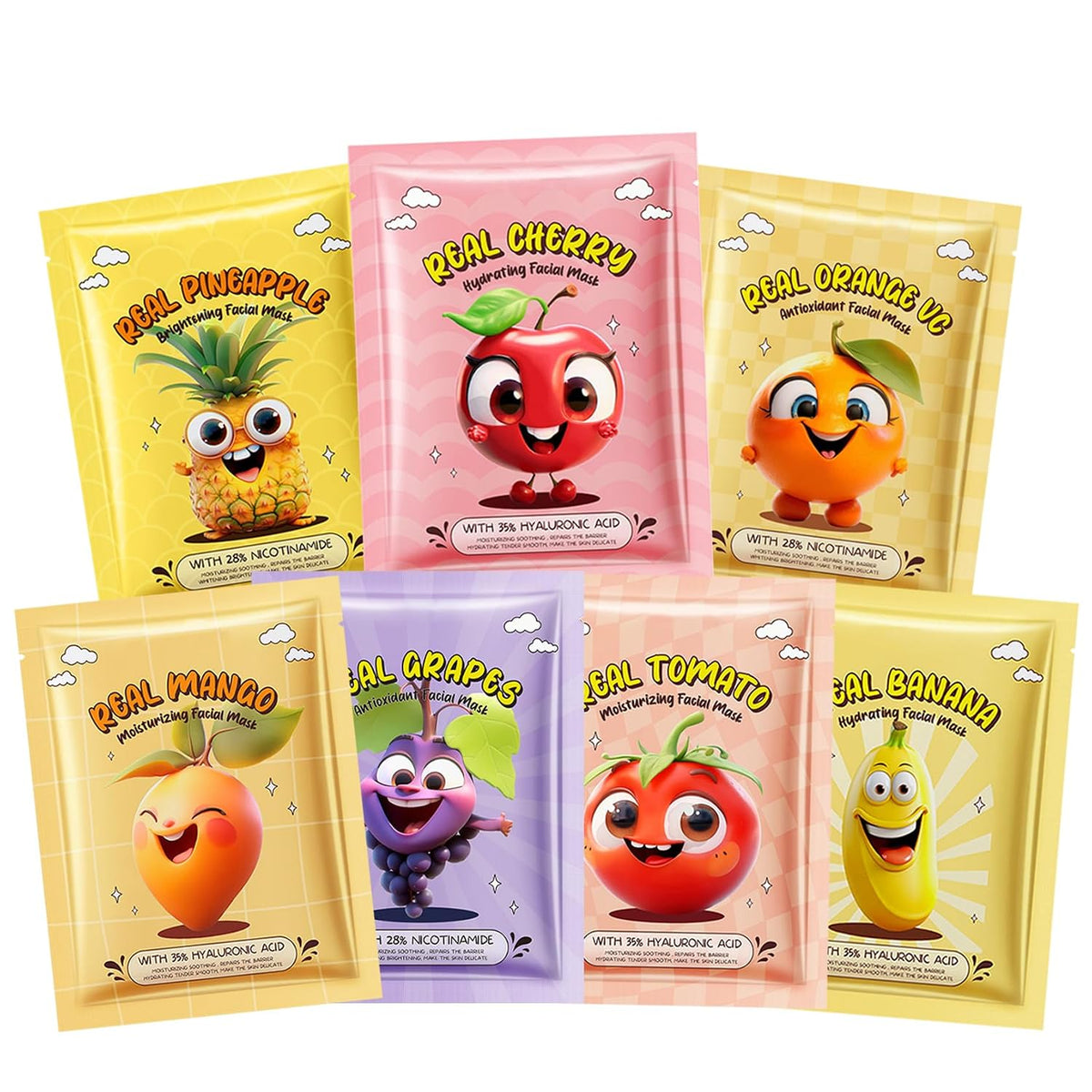 10 PCS Fruit Face Masks for Kids Face Masks Spa,Moisturizing Facial Mask Skincare Set,Birthday Christmas Gifts for Teen Girls