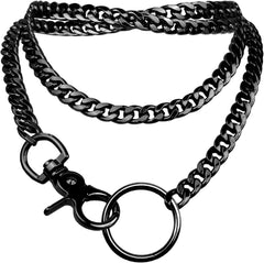 paloli Women's Slip Chain Rainbow Heart O-Ring Chunky Chain Necklace, Rays Cuban Long Layered Jewelry, Adjustable Lariat Y-Necklace Heart Loop Choker