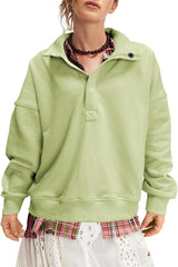 Casual Sweatshirts for Women Trendy Long Sleeve Quarter Button Pullover Tops Lightweight Shirts Loose Fall Clothes