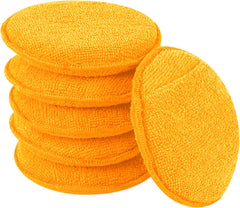 Hovom 6PCS Microfiber Wax Applicator, 5" Round Applicator Pads, Soft Automotive Waxing Foam Pads, Buffing Pads for Car Cleaning, Polishing and Detailing, Reusable Car Wash Sponge (Blue)