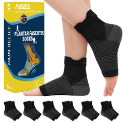 PAPLUS 6 Pairs Plantar Fasciitis Socks Women & Men - Foot Sleeve for Achilles Tendonitis Relief - Reduces Heel Spur Pain, Swelling - Ankle Brace with Arch Support for Sports Injury Recovery