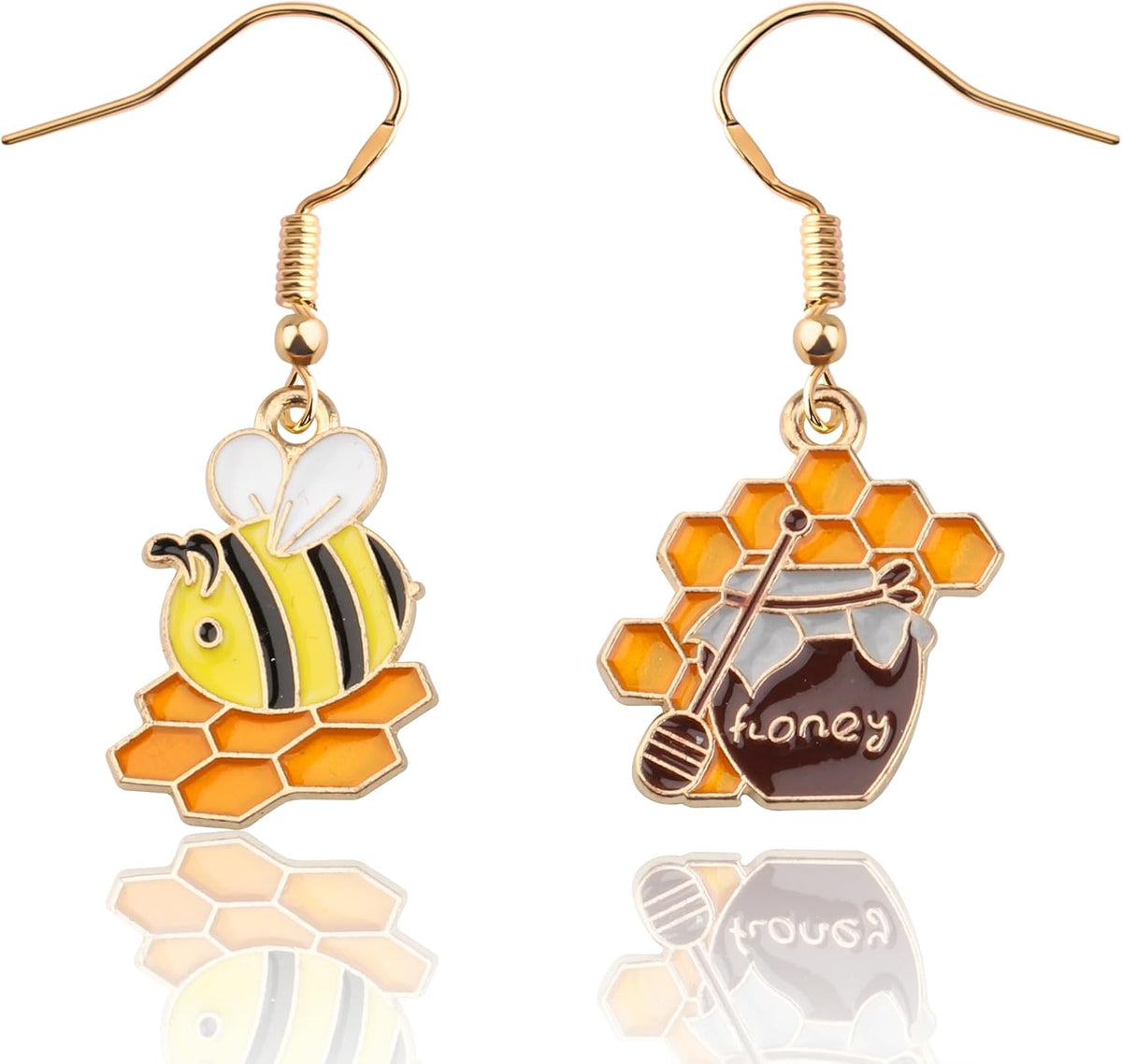 CENWA Bee Keeper Gift Bee and Honey Pot Dangle Earrings Animal Jewelry Gift for Bumblebee Lover