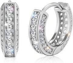 Luxury D-VVS1 Moissanite Huggie Hoops, 925 Sterling Silver 11mm Tiny Hoop Earrings 18K White Yellow Gold Plated Hypoallergenic for Women & Men Fashion Jewelry Gift