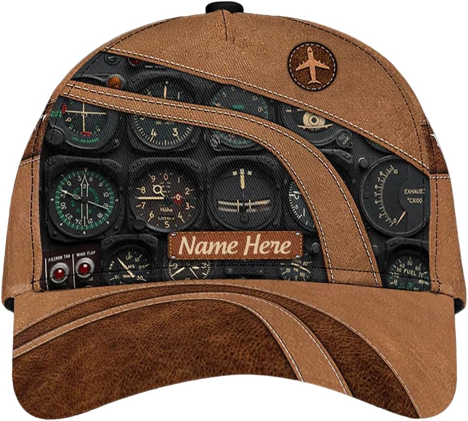 Custom Pilot Cap, Personalized Pilot 3D Cap with Name, Pilot Hat,Gifts for Pilot, Men, Women, Team, Birthday, Christmas