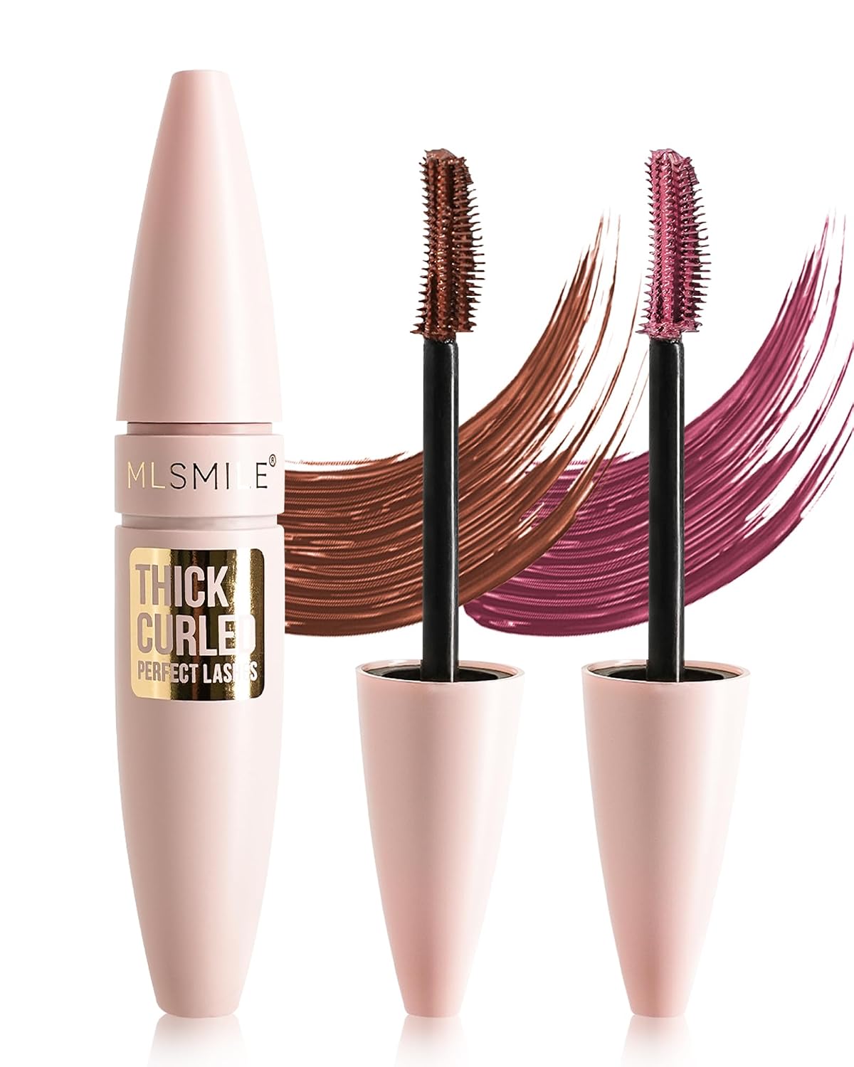 Brown+Burgundy Waterproof Mascara, Lashes Extension Mascara with Dual-Sided Brush, Great for Lengthening and Volumizing Eyelashes, Colored Tube Máscara No Clumping, Long Wear, Smudge-Proof-E