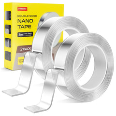 4 Pack Double Sided Tape Heavy Duty, Extra Large Clear Mounting Tape, Strong Removable No Residue, Reusable Double Nano Tape for Walls, Photos, Poster, Carpet, Home Office Decor, 10FT