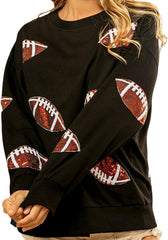 Sequin Game Day Sweatshirt Women Long Sleeve Oversized Sparkly Football Hoodie Pullover Baseball Sweater Tops