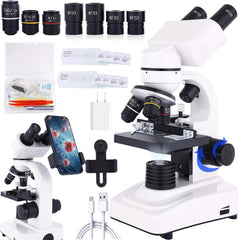 Microscope Magnification 40X-2500X WF25x Eyepieces, Dual LED Illumination, Microscope for Adults, Binocular Microscope for Schools, Homes, Labs, Education