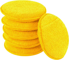 Hovom 6PCS Microfiber Wax Applicator, 5" Round Applicator Pads, Soft Automotive Waxing Foam Pads, Buffing Pads for Car Cleaning, Polishing and Detailing, Reusable Car Wash Sponge (Blue)