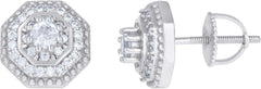 Sterling Silver Or Yellow-Tone Mens Cubic-Zirconia Octagon Fashion Stud Earrings
