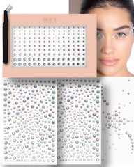 MERCY LONDON Face Gems in Red, 866 Self Adhesive Makeup Face Gem Stickers, 4 Sheets, Reusable Eye Gems, DIY Face Gems