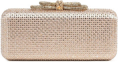 Sparkly Diamond Evening Purses for Women Rhinestone Bow Clutch Glitter Handbag for Party Prom Wedding