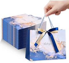 24Pack Medium Gift Bags with Handles,Purple Birthday Gift Bag 9.84'' x 7.87'' x 4.72'',Welcome Bags Return Gifts with Bow Ribbon Wedding Bridesmaid Thank you Gifts Bag Reusable for Christmas Vacation