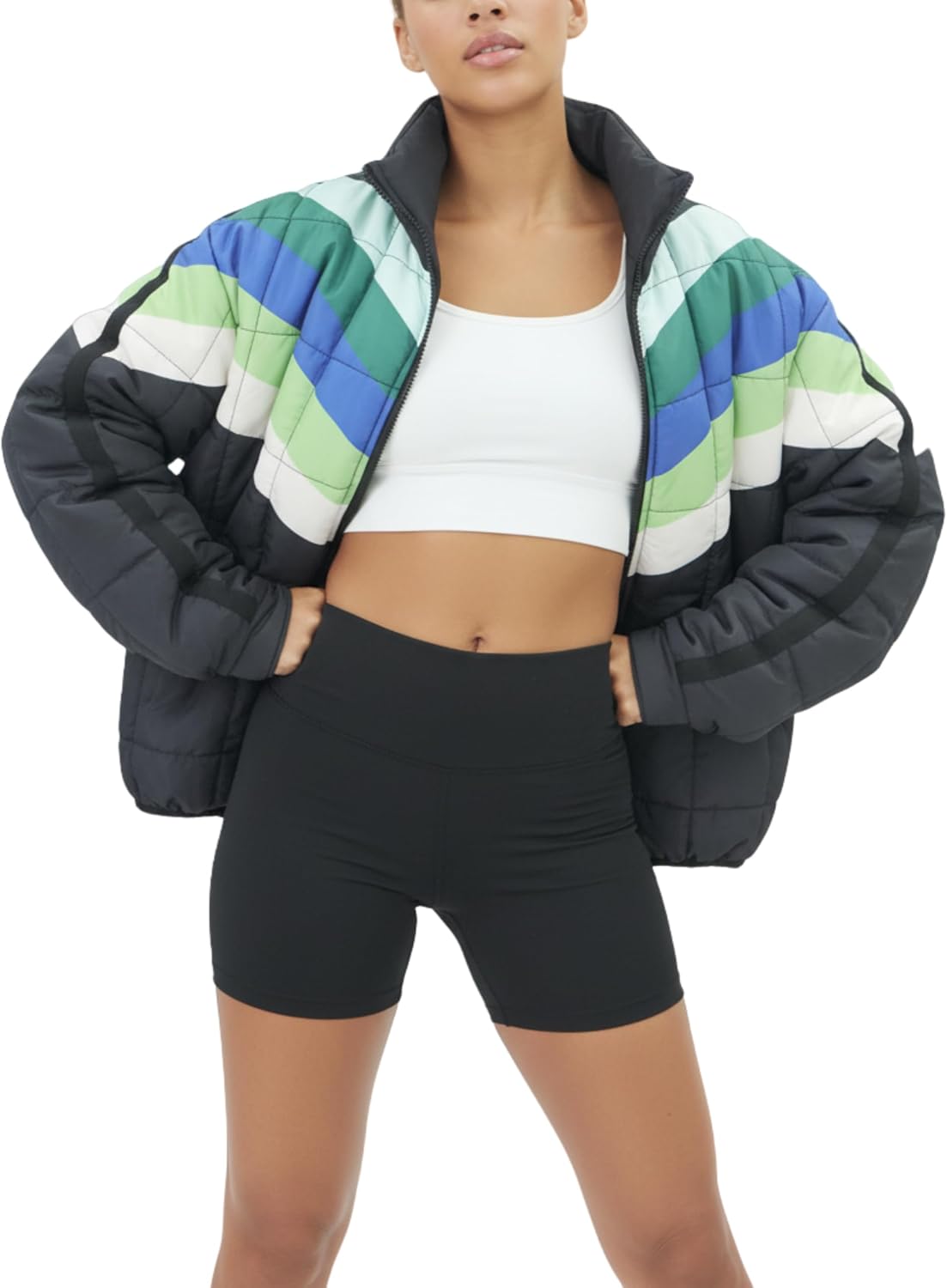 Women's Lightweight Quilted Jackets Winter Casual Zip Up Coat Long Sleeve Puffer Warm Outerwear