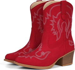 IXU Cowboy Boots for Women Ankle Cowgirl Boots Pointed Toe Short Western Booties