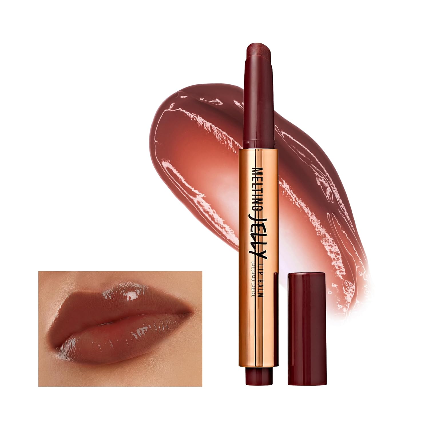 Professional Melting Jelly Lip Balm, High Shine & Moisturizing Lip Stick, Long Lasting, Plumping Effect Look, Non-Sticky & Not Cakey, Easy Application & Natural Coverage (Ice Jelly)