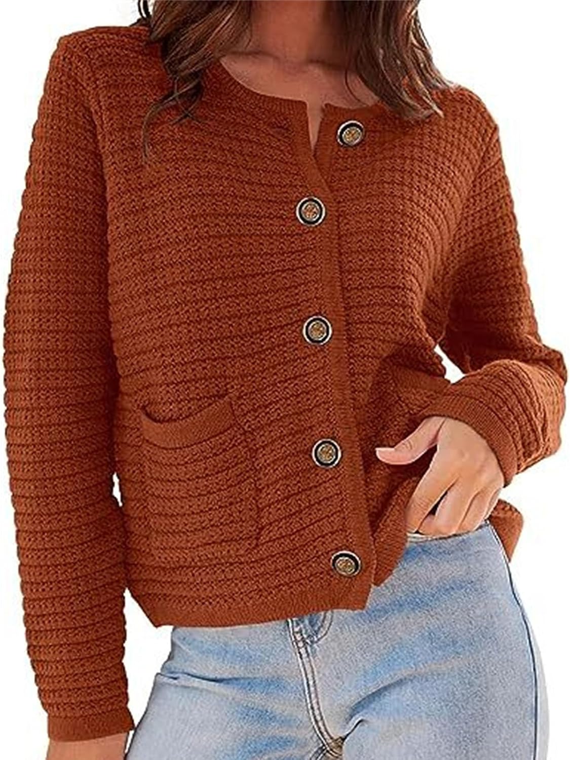 Cardigan Sweaters for Women Trendy Knit Sweater Casual Open Front Button Down Sweaters Long Sleeve Cardigans Outerwear