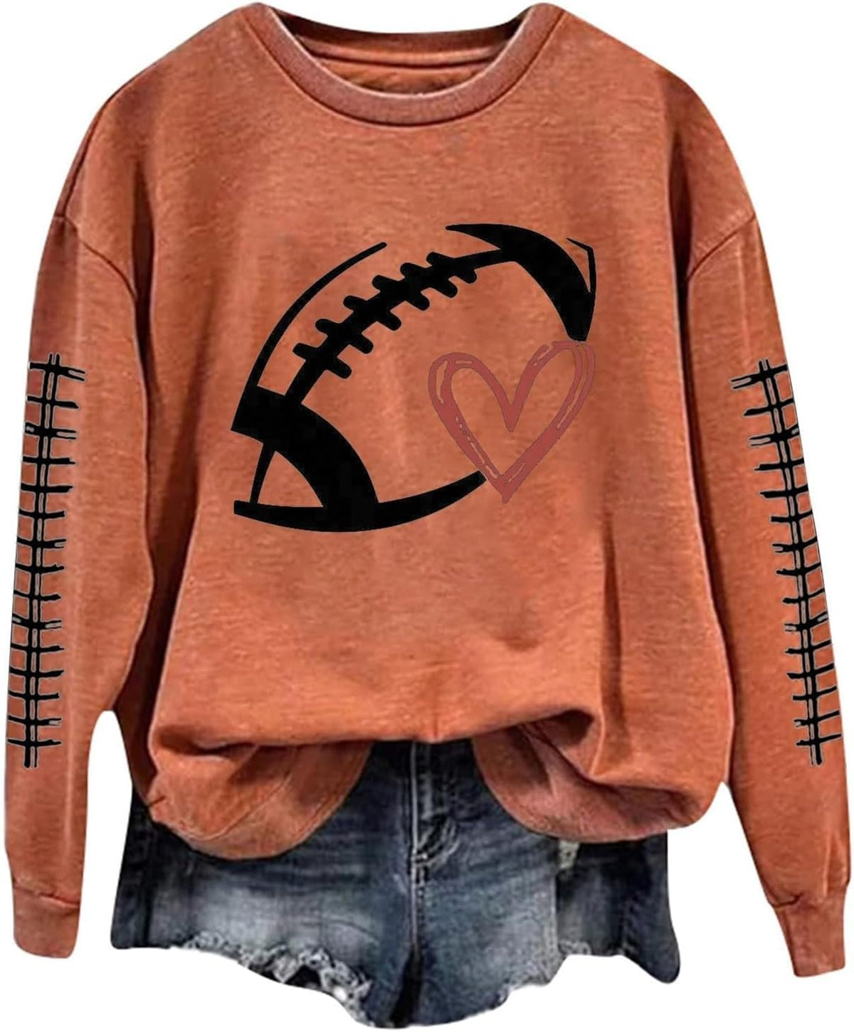Football Mom Crewneck Sweatshirts Women Funny Printed Graphic Sweatshirts Long Sleeve Game Day Rugby Shirt Pullover