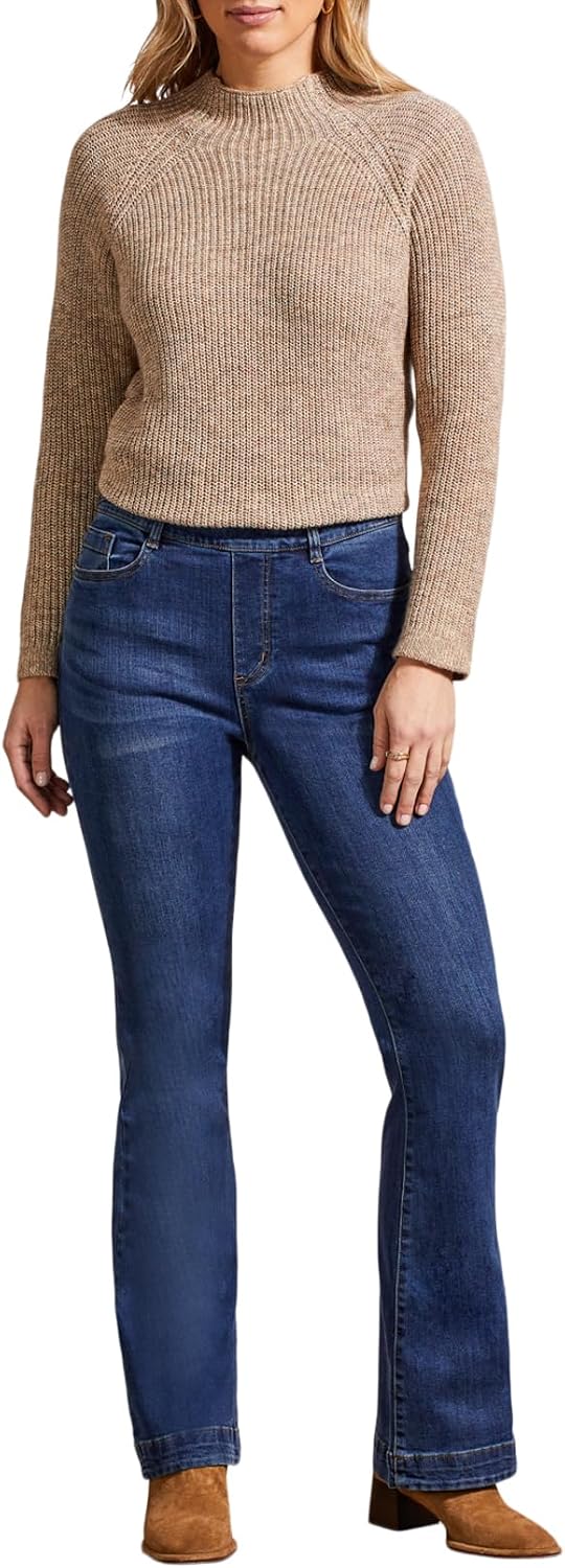 Tribal Women's Audrey Pull-on Flare Jeans with 5 Pockets