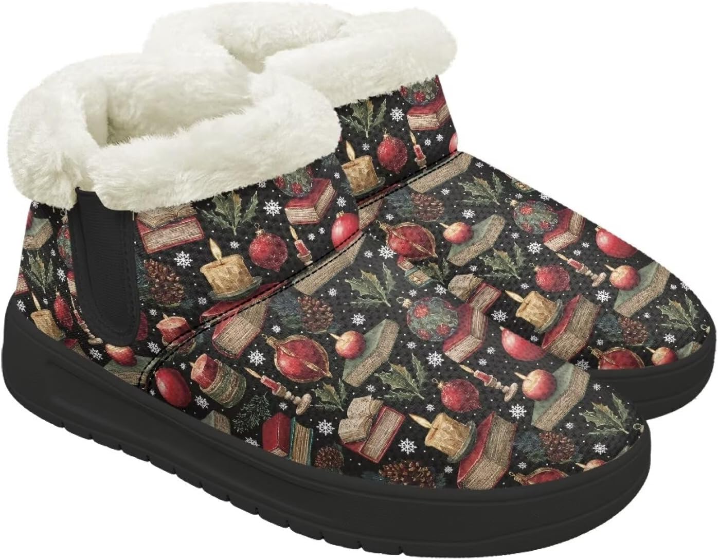 Winter Boots for Women Men Minimalist Warm Snow Fur Boots Wide Toe Box Ankle Slip On Walking Running Sneakers