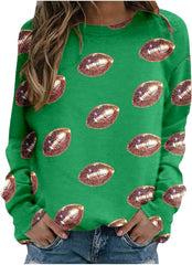 Game Day Shirt for Women Sequin Football Sweatshirt Crewneck Long Sleeve Pullover Tops Holiday Mardi Gras Sweatshirts