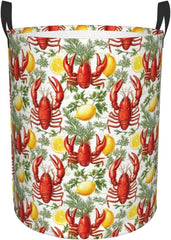 Funny Lobster Lemon Print Laundry Basket, Laundry Hamper for Bedroom Apartment College Dorm Room Essentials, Dirty Clothes Hamper for Bedroom Decor Aesthetic
