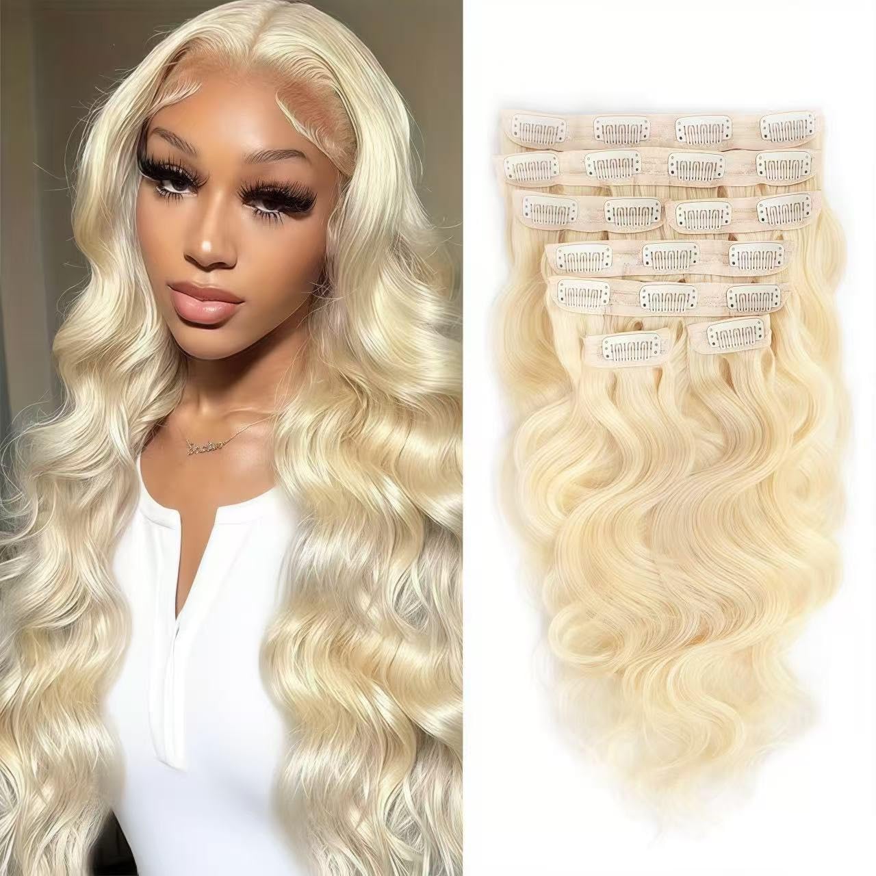 Highlight P4/27 Kinky Curly Clip Ins 18 Inch 110g 8pcs 3C 4A Curly Clip In Hair Extensions Real Human Hair Full Head for Women 100% Brazilian Remy Human Hair Extensions with 20 Clips #4/27