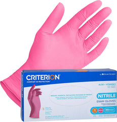 Henry Schein Criterion Nitrile Exam Gloves, Magenta Pink, 200/Box, Latex-Free, Powder-Free, Soothing Formula with Vitamin E