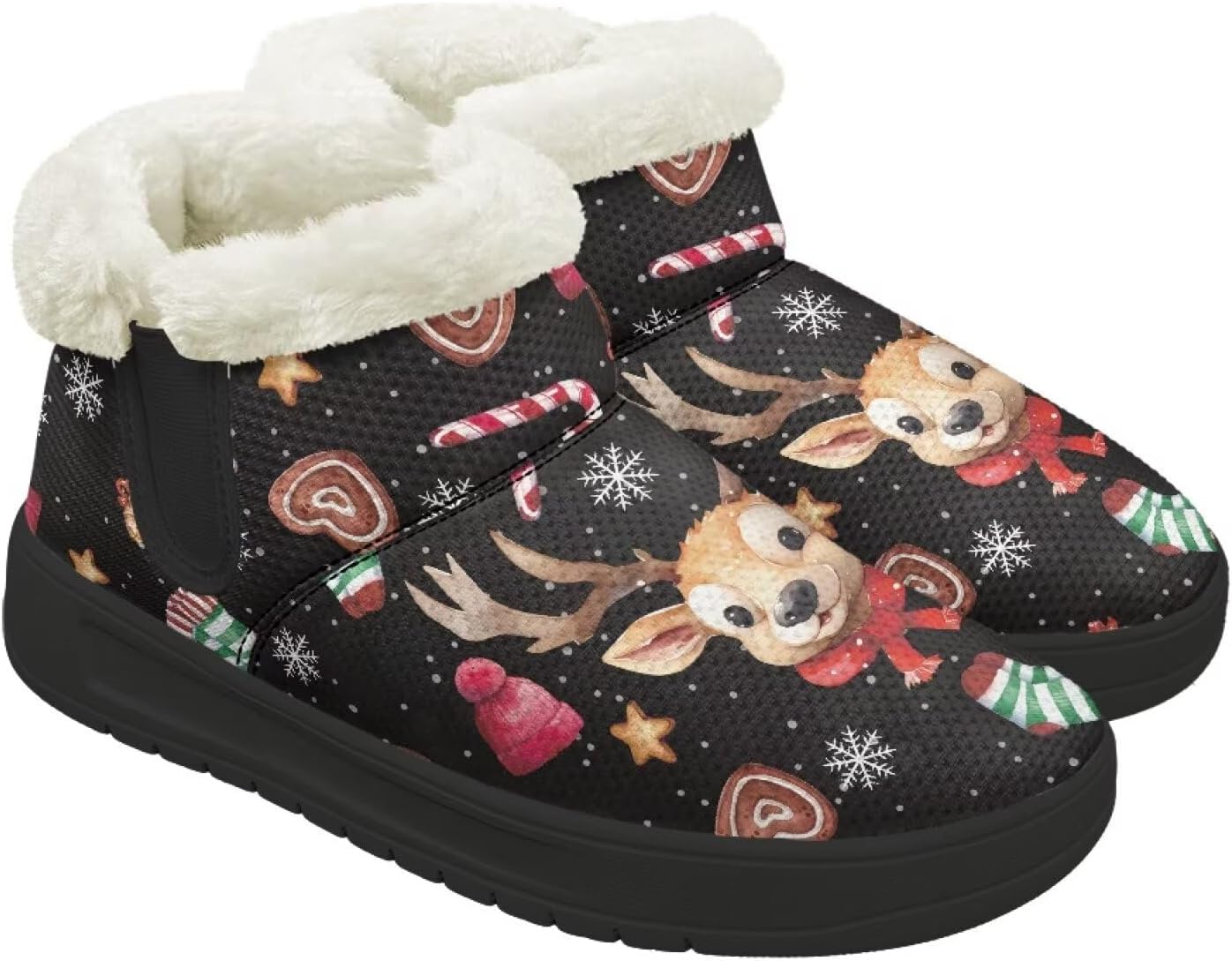 Winter Boots for Women Men Minimalist Warm Snow Fur Boots Wide Toe Box Ankle Slip On Walking Running Sneakers