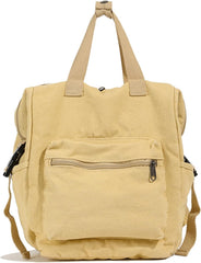 Backpack Canvas Backpack For Women Shoulder Bag Vintage Daypack Multi Purpose School And Travel Handbag Crossbody Pack(Khaki)
