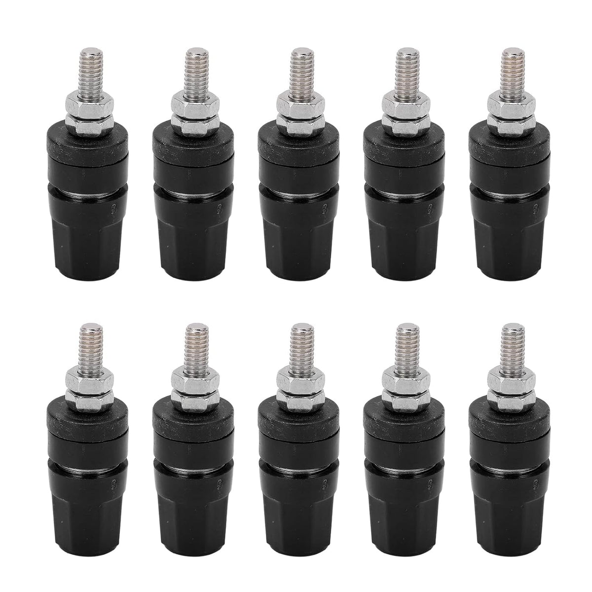 24.320 10 Pcs 4.0 mm Terminal Binding Post, 24A Banana Plug Connector for Speaker Amplifier, Copper ABS Audio Terminal, Enthusiast Parts (Black)