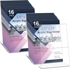 Laerjin 4x6 Acrylic Sign Holder, 10 Pack Slanted Back Sign Holders,Acrylic Sign Holder 4 x 6, Plastic Paper Holder, Flyer Document Paper Display Stand for Office Desktop