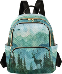 ALAZA Deer Mountain Landscape Mini Backpack Purse for Women Travel Bag Lightweight Shoulder Bag Fashion Daypack