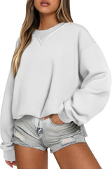 Crewneck Sweatshirts Women Side Slit Drop Shoulder Oversized Sweatshirt Big And Tall Basic Baggy Fleece Pullover Tops