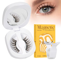 QUEWEL Magnetic Eyelashes 4 Pair Reusable Magnetic Eyelashes with Applicator No Glue Needed Eyelashes Natural Look Lash Clusters Kit Easy to Wear and Remove(4 Pairs-B02)