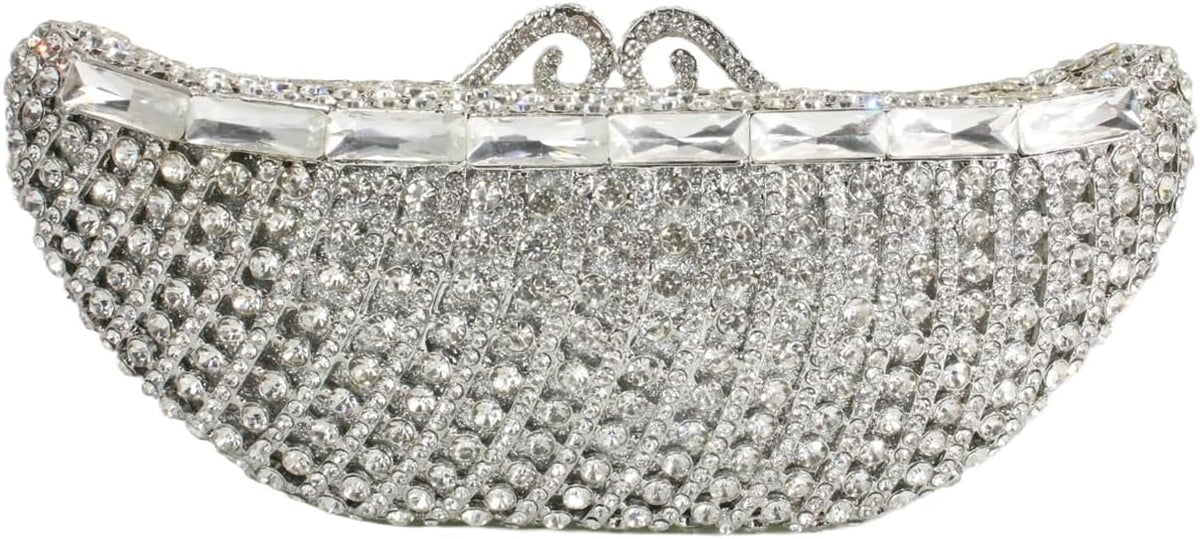 Novelty Rhinestone Clutch Ship Shaped Wedding Purse for Women Crystal Evening Clutch Diamond Handbags for Party Prom