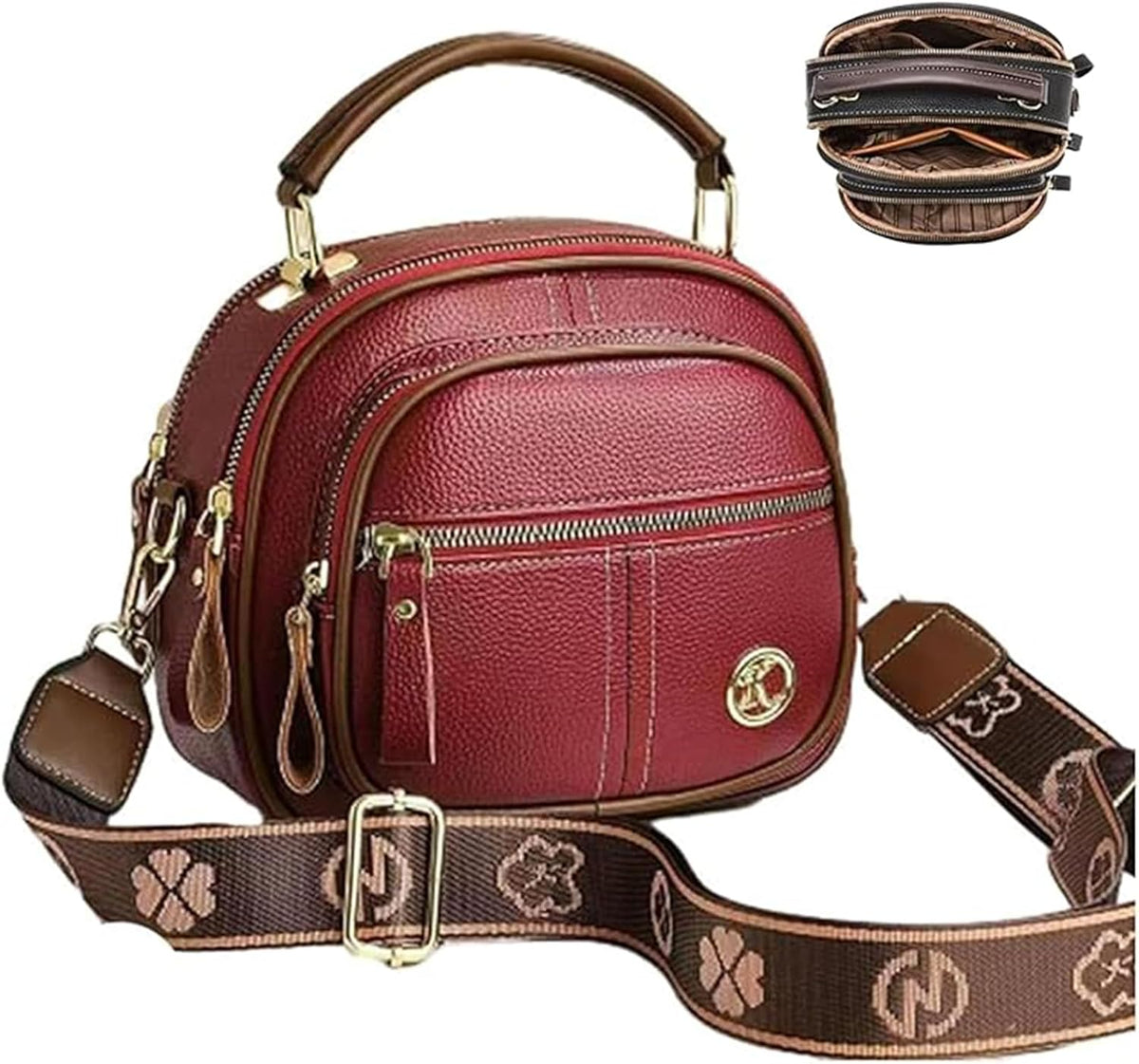 Bousalutend Crossbody Bag, Classic Multifunctional Compartments, Adjustable Wide Shoulder Leather Crossbodys Bag