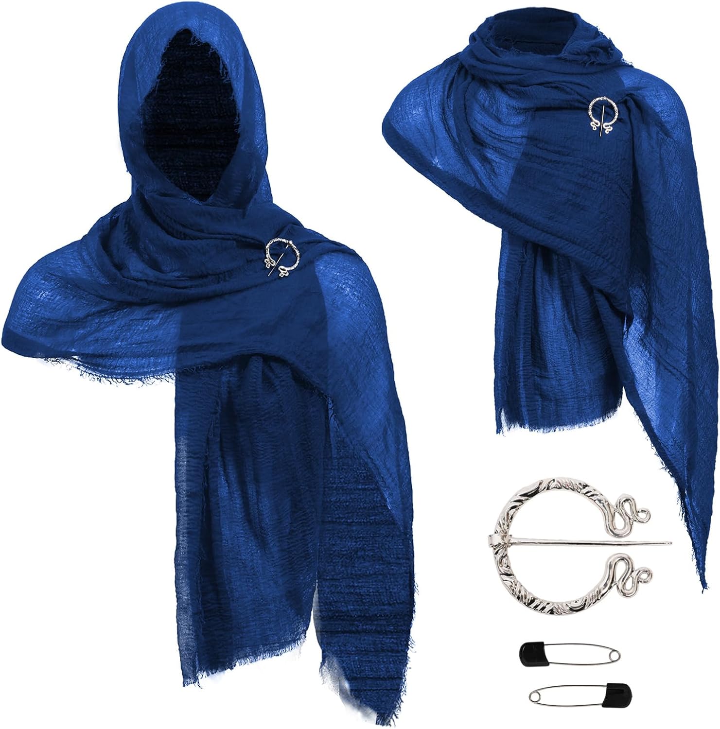 Post Apocalyptic Hooded Shawl Scarf Medieval Renaissance Cowl Cloak Cape Viking Wizard Costume Accessories for Men Women