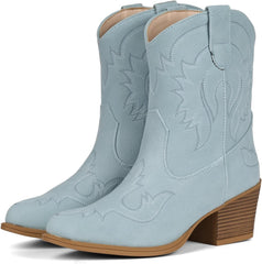 IXU Cowboy Boots for Women Ankle Cowgirl Boots Pointed Toe Short Western Booties