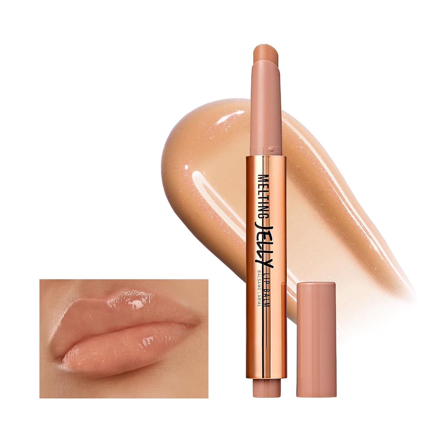 Professional Melting Jelly Lip Balm, High Shine & Moisturizing Lip Stick, Long Lasting, Plumping Effect Look, Non-Sticky & Not Cakey, Easy Application & Natural Coverage (Ice Jelly)
