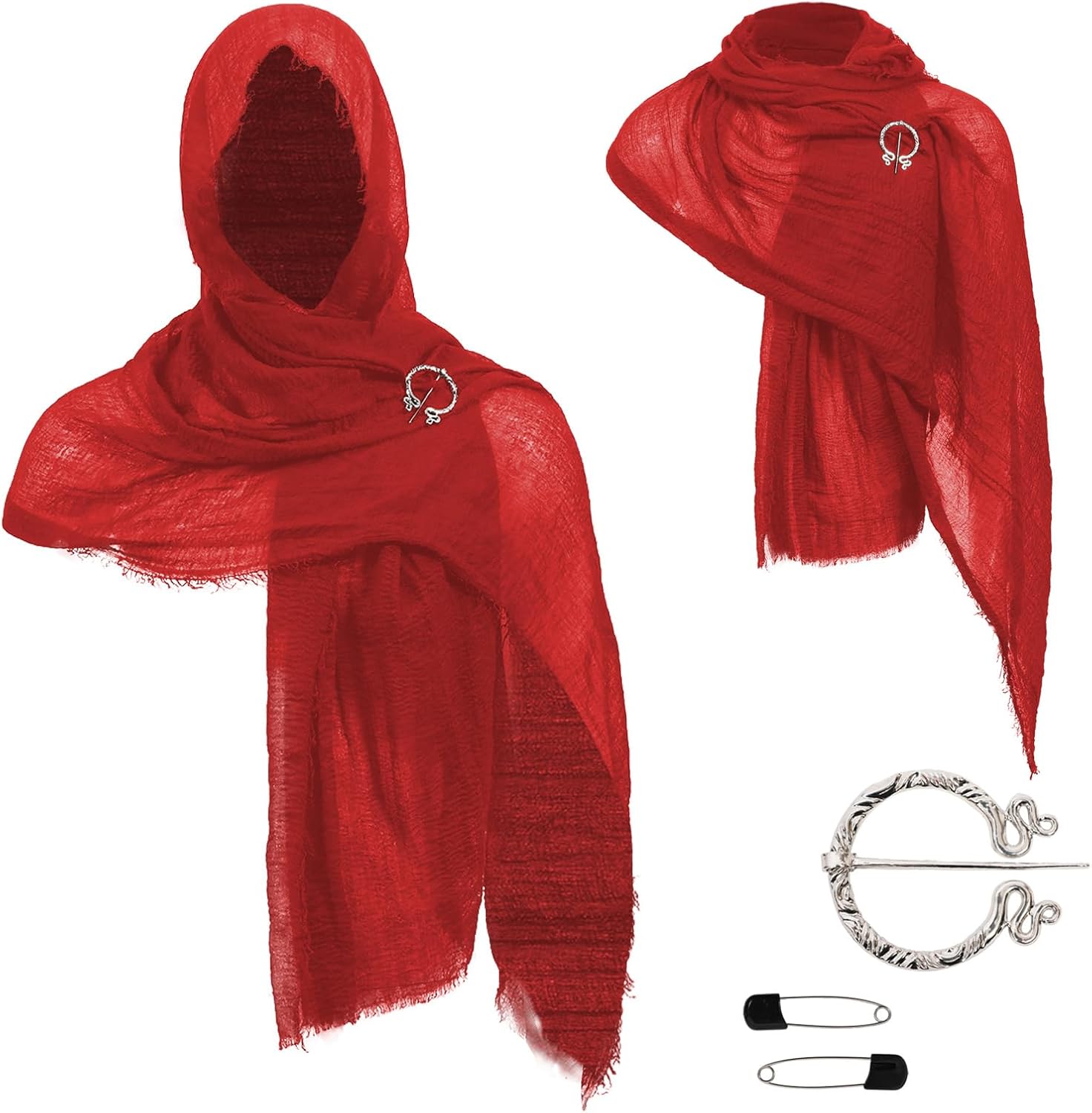 Post Apocalyptic Hooded Shawl Scarf Medieval Renaissance Cowl Cloak Cape Viking Wizard Costume Accessories for Men Women