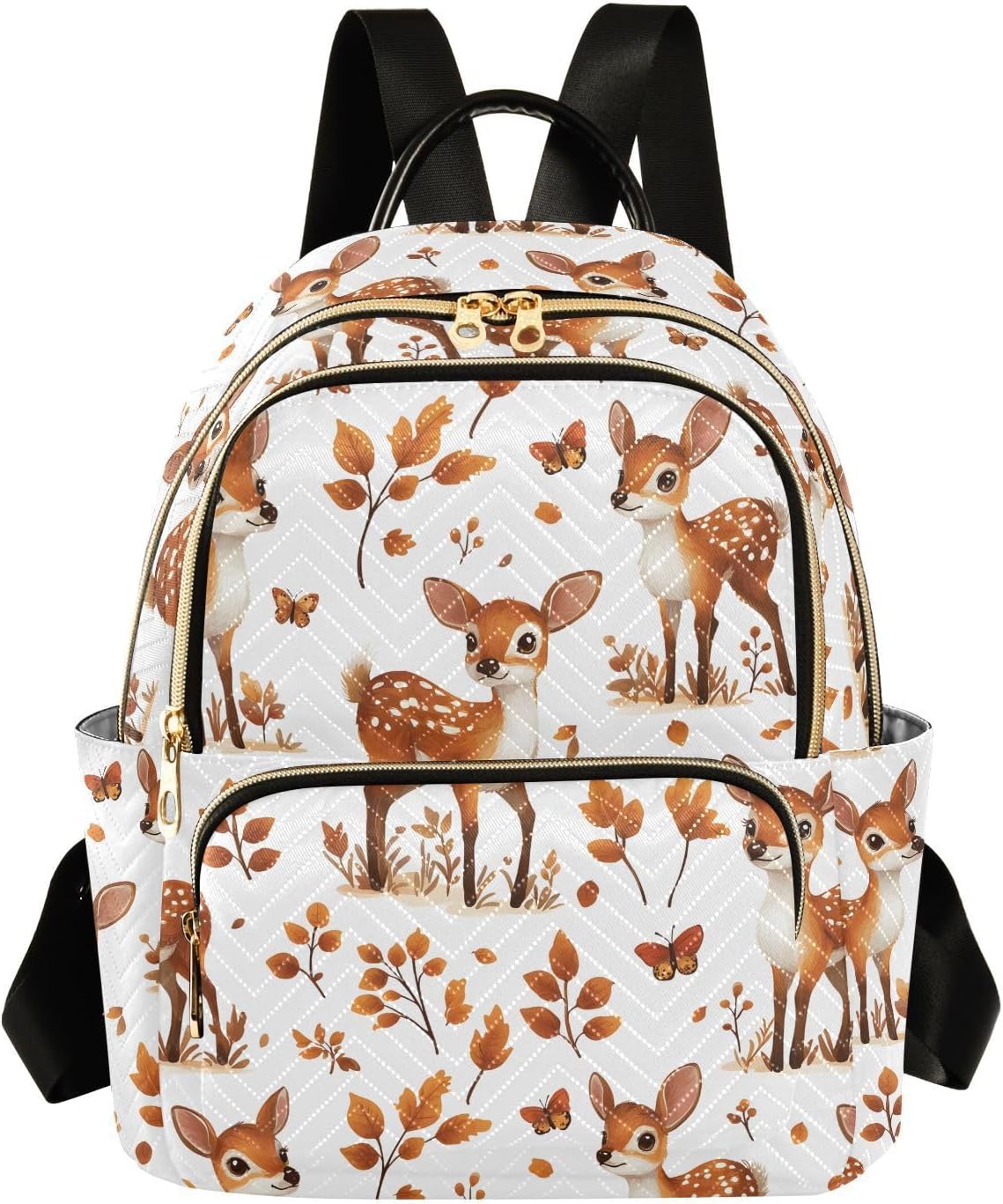 ALAZA Deer Leaf Autumn Women Backpack Purse Ladies Fashion Shoulder Bag Daypack Travel Bag 7.5L