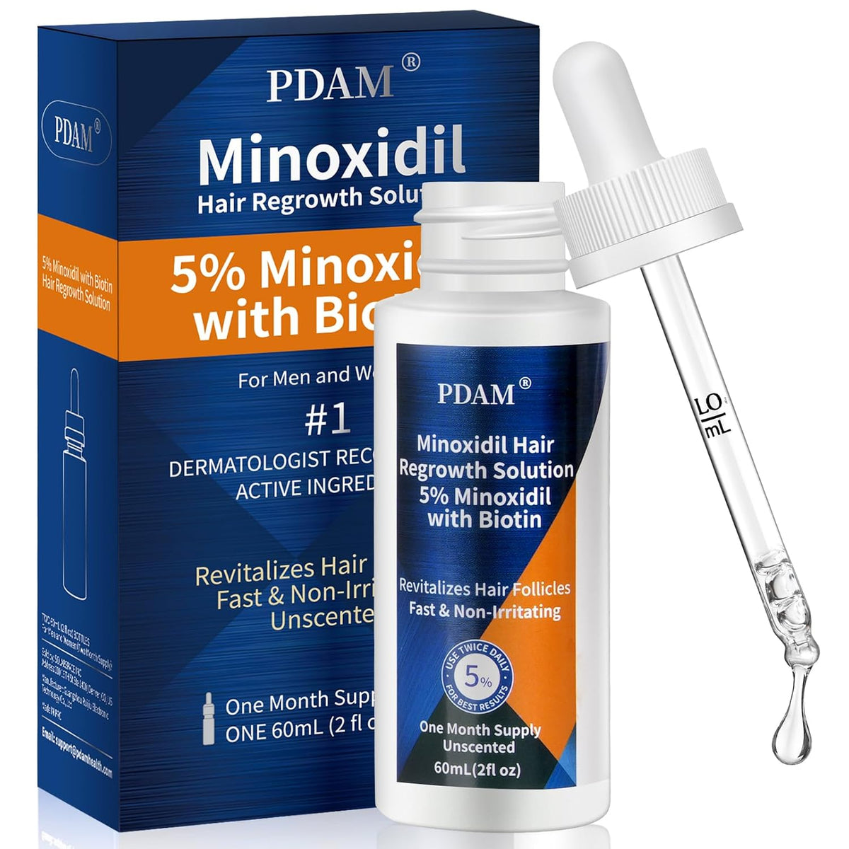 Minoxidil for Men and Women Hair Growth - 5% Minoxidil Hair Growth Serum for Men to Regrow Fuller, Thicker Hair & Beard - Minoxidil for Women Hair Growth- Improves Appearance of Thinning Hair 2 FL OZ