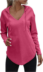 Waffle Hoodie Sweatshirts Tops For Women Long Sleeve Fall Pullover Y2K Shirts Baggy Clothes with Drawstring Pocket