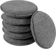 Hovom 6PCS Microfiber Wax Applicator, 5" Round Applicator Pads, Soft Automotive Waxing Foam Pads, Buffing Pads for Car Cleaning, Polishing and Detailing, Reusable Car Wash Sponge (Blue)