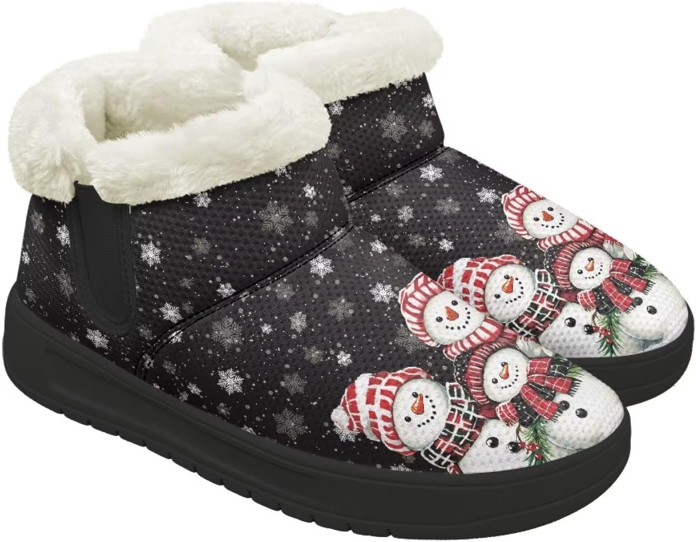 Winter Boots for Women Men Minimalist Warm Snow Fur Boots Wide Toe Box Ankle Slip On Walking Running Sneakers