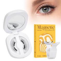 QUEWEL Magnetic Eyelashes 4 Pair Reusable Magnetic Eyelashes with Applicator No Glue Needed Eyelashes Natural Look Lash Clusters Kit Easy to Wear and Remove(4 Pairs-B02)