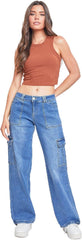 Women's Cargo Jeans with Bungee Hem