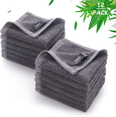 Wash Cloths 6 Pack, Super Soft and Gentle Face Towels on Sensitive Skin, 13x13 inch Large Bath Washcloths for Face and Body, Reusable Makeup Remover Eraser, Easy to Rinse White Facial Cleaning Cloths
